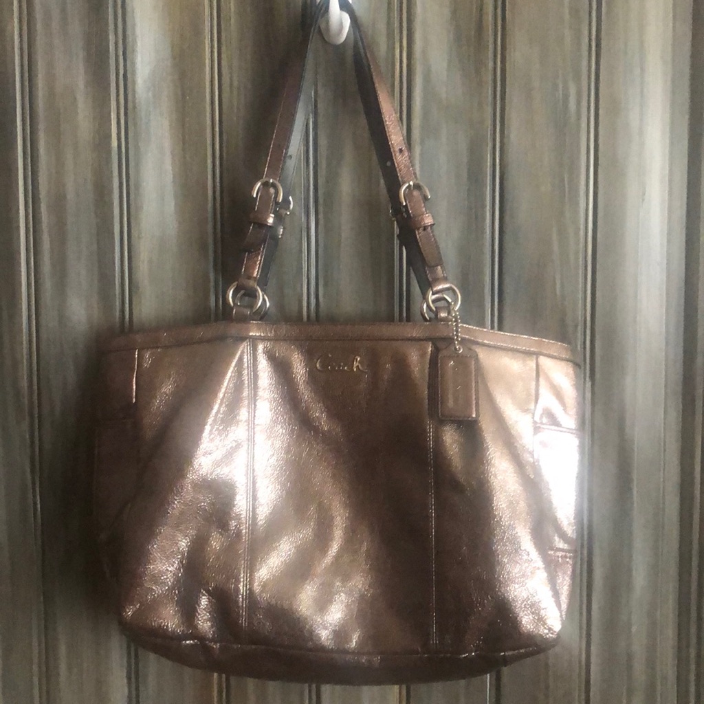 Silver Metallic Coach Purse